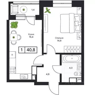 1-к кв. Московская область, Пушкино Пушкино Град жилой комплекс, к2 ...