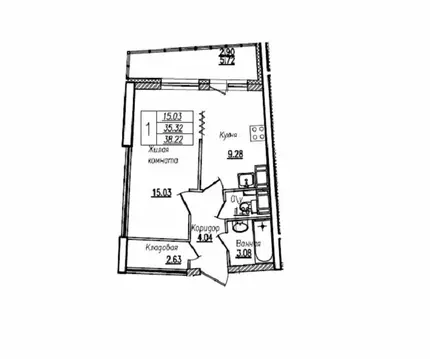 1-комнатная квартира: Санкт-Петербург, улица Кустодиева, 5к1 (39.9 м)