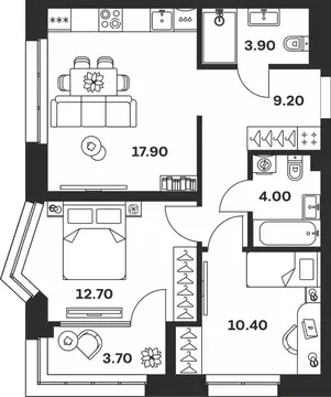 2-к кв. Тульская область, Тула ул. Михеева (61.8 м)