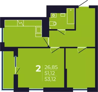 2-к кв. Башкортостан, Уфа просп. Дружбы Народов, 49 (53.12 м)