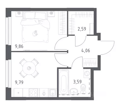1-к кв. Башкортостан, Уфа ул. Рашита Манурова (29.89 м)