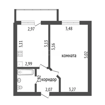 1-комнатная квартира: Вологда, Судоремонтная улица, 2Б (28 м)
