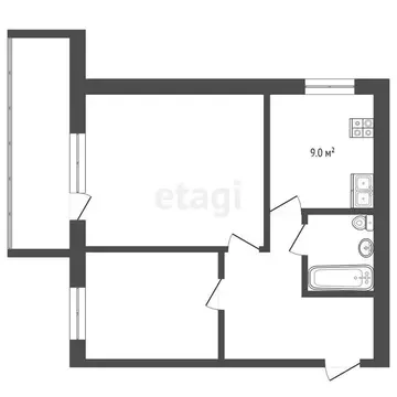 2-комнатная квартира: Тюмень, улица Мельникайте, 124 (50 м)