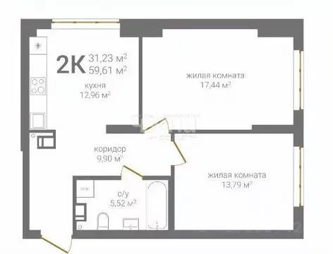 2-к кв. Нижегородская область, Нижний Новгород KM Печерский жилой ...