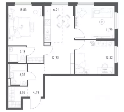 3-к кв. Башкортостан, Уфа ул. Минигали Губайдуллина, 8к9 (72.04 м)