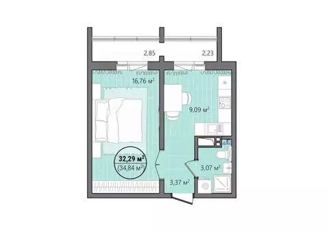 1-к кв. Челябинская область, Челябинск ул. Труда, 14 (37.59 м)
