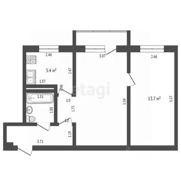 2-к кв. Марий Эл, Йошкар-Ола Ленинский просп., 52Б (45.4 м)