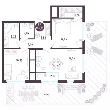 2-к кв. Рязанская область, Рязань Московское ш. (106.16 м)