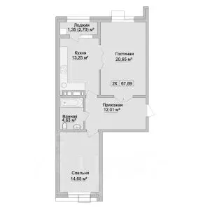 2-к кв. Дагестан, Каспийск просп. Акулиничева (67.89 м)