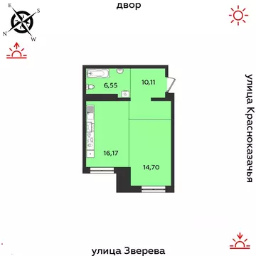 1-к кв. Иркутская область, Иркутск Октябрьский округ,  (47.53 м)
