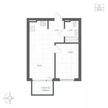 1-комнатная квартира: Челябинский городской округ, посёлок ...