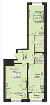2-к кв. Нижегородская область, Нижний Новгород Литературная ул., 5 ...