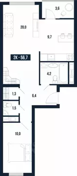 2-к кв. Пензенская область, Пенза ул. Крупской (56.7 м)