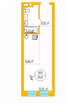 1-к кв. Башкортостан, Уфа ул. Аксакова, 79 (26.66 м)