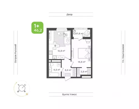2-к кв. Приморский край, Владивосток ул. 3-я Поселковая, 16/2 (46.2 м)