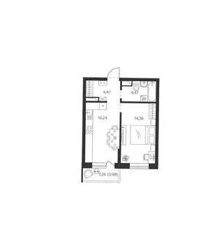 1-к кв. Краснодарский край, Краснодар  (38.52 м)