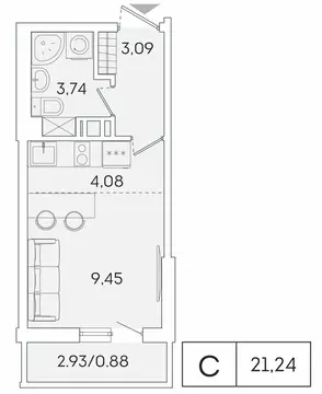 Квартира-студия: Мурино, Екатерининская улица, 11 (20.4 м)