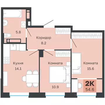 2-к кв. Пермский край, Пермь Парковый просп., 24 (54.6 м)