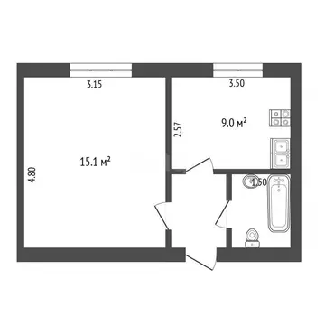 1-комнатная квартира: Воскресенск, микрорайон Центральный, Пионерская ...
