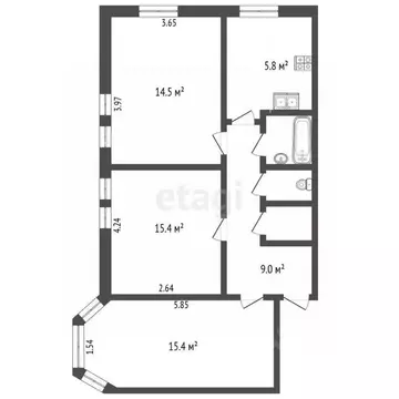 3-к кв. Ярославская область, Ярославль ул. Розы Люксембург, 24А (65.8 ...