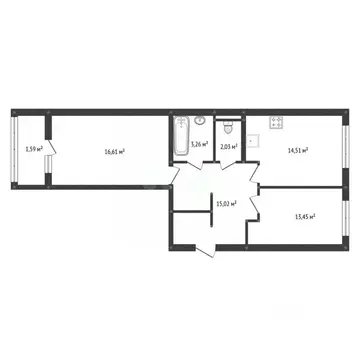 3-к кв. Башкортостан, Уфа ул. Чернышевского, 26 (65.0 м)