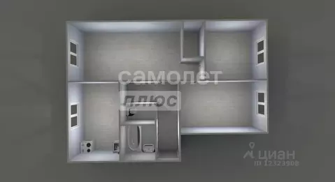 Квартира, 3 комнаты, 62.1 м