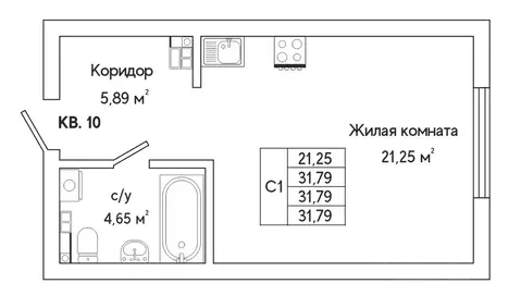 1-к кв. Свердловская область, Екатеринбург ул. Яскина, 14/3 (31.7 м)