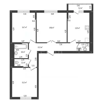 3-к кв. Башкортостан, Уфа ул. Летчиков, 16/1 (85.0 м)