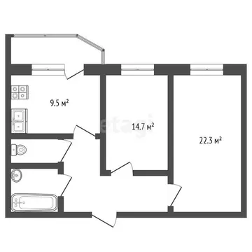 2-комнатная квартира: Орёл, улица Родзевича-Белевича, 18 (60.9 м)