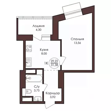 1-к кв. Хабаровский край, Хабаровск Советская ул., 33 (31.38 м)