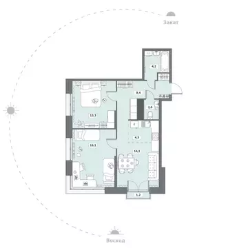 2-к кв. Вологодская область, Череповец Октябрьский просп., 96 (64.8 м)