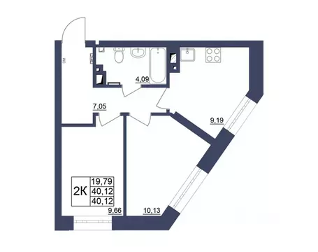 2-к кв. Башкортостан, Уфа Космос жилой комплекс, лит1 (40.12 м)