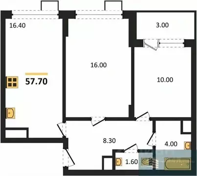 2-к кв. Воронежская область, Воронеж бул. Содружества, 6 (57.7 м)