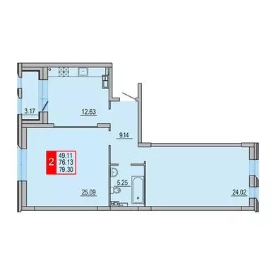2-к кв. Тверская область, Тверь Петербургское ш. (79.3 м)