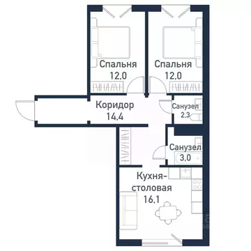 2-к кв. Челябинская область, Челябинский городской округ, пос. ...