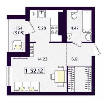 1-к кв. Калининградская область, Зеленоградск ул. Потемкина, 15А ...