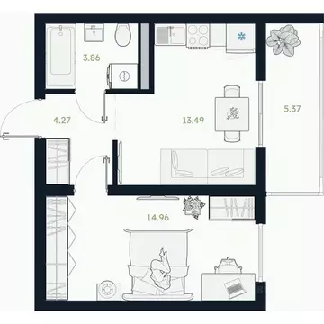 1-к кв. Тюменская область, Тюменский муниципальный округ, Винзили рп  ...