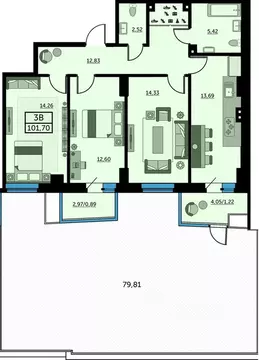 3-к кв. Ростовская область, Ростов-на-Дону ул. Ларина, 45с6 (101.7 м)