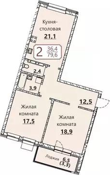 2-к кв. Чувашия, Чебоксары ул. Герцена, поз3 (79.6 м)