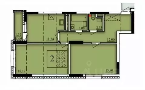 2-к кв. Башкортостан, Уфа Затон-Восточный жилрайон, Паруса жилой ...