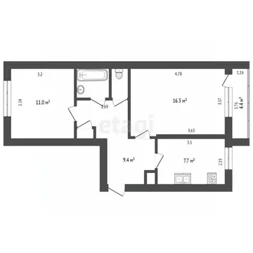 2-к кв. Калужская область, Дзержинский муниципальный округ, Товарково ...