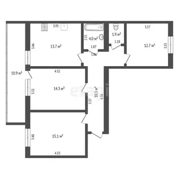 3-комнатная квартира: Тюмень, Солнечный проезд, 8к2 (75.3 м)