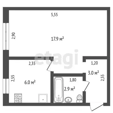 1-комнатная квартира: Ялуторовск, улица Свободы, 247 (30.4 м)
