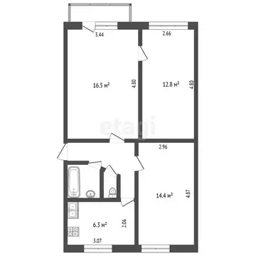 3-комнатная квартира: Разумное, улица 78-й Гвардейской Дивизии, 10 ...