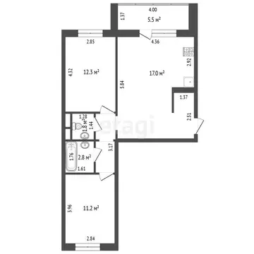 2-комнатная квартира: Челябинск, улица Маршала Чуйкова, 25 (56.2 м)