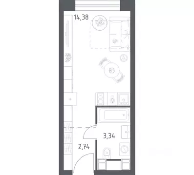 Студия Москва Пятницкое ш., 56Б (20.46 м)
