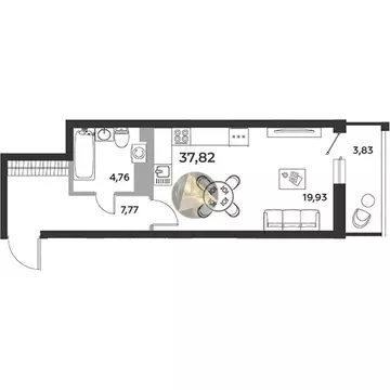 Квартира-студия: Санкт-Петербург, бульвар Александра Грина, 4 (37.82 ...