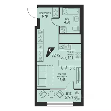 1-к кв. Свердловская область, Екатеринбург просп. Космонавтов, 100 ...