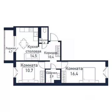 2-к кв. Челябинская область, Челябинский городской округ, пос. ...