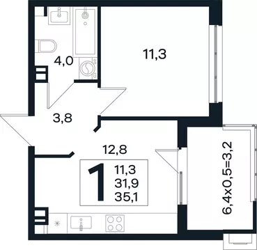 1-к кв. Краснодарский край, Краснодар Новая Елизаветка мкр,  (35.1 м)